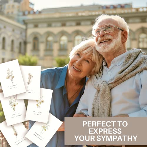 KIBAGA Sympathy Cards Set with Envelopes and Stickers - Express Your Condolences with Floral and Feather Designs