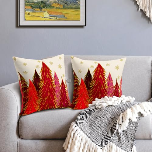 Red-Christmas-Pillow-Covers-18×18-Inch-Set-of-2-Santa-Tree-Gold-Snowflake-Xmas-Decorative-Square-Throw-Pillows-for-Couch-Winter-Holiday-Pillow-Cases-Farmhouse-Home-Decor-for-Sofa-Porch-Outdoor Red Christmas Pillow Covers 18×18 Inch Set of 2 Santa Tree Gold Snowflake Xmas Decorative Square Throw Pillows for Couch Winter Holiday Pillow Cases Farmhouse Home Decor for Sofa Porch Outdoor