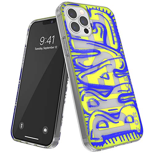 DIESEL Coque de Protection conçue pour iPhone 12 / iPhone 12 Pro 6.1 - Transparente - Anti-Chocs - avec Bords arrondis - Bleu/Citron Vert