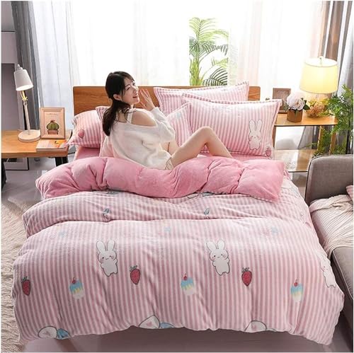 Juego de Funda de edredón de Terciopelo de Leche, sábana y Funda de Almohada Doble Juego de Cama de Cuatro Piezas (1 Funda nórdica + 1 sábana + 2 Fundas de Almohada) Cuidado fácil (Size : 2.0m Bed)