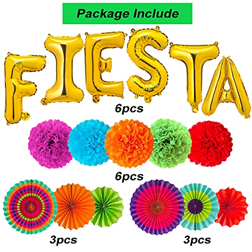 22 Pcs Fiesta Party Decoration, Multicolor Festival Mexicano Supplies With Cactus Avocado Balloons, Tissue Pom Paper Flowers, Pennants, Garland, Backdrop Banner For Cinco De Mayo, Mexican Theme Fiesta Party #TOP2