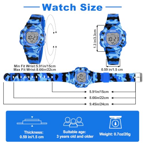 Image of SOCICO Kids Digital Watch 50M Waterproof & 7 Color Lights for Boys Girls