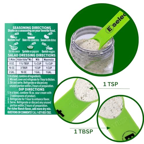 Hidden Valley Original Ranch Seasoning Mix - Bulk 2-Pack, 16 Ounce Containers for Salad Dressing & Dips - Includes Eselect Measuring Spoon - Perfect for Cooking, Marinating, and More