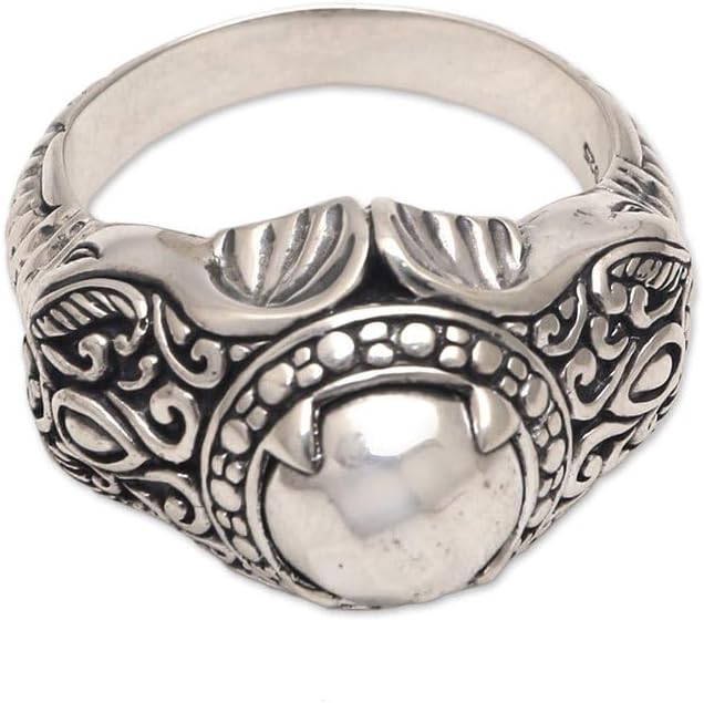 NOVICA No Stone .925 Sterling Silver Men's Ring 'Elephant Temple'