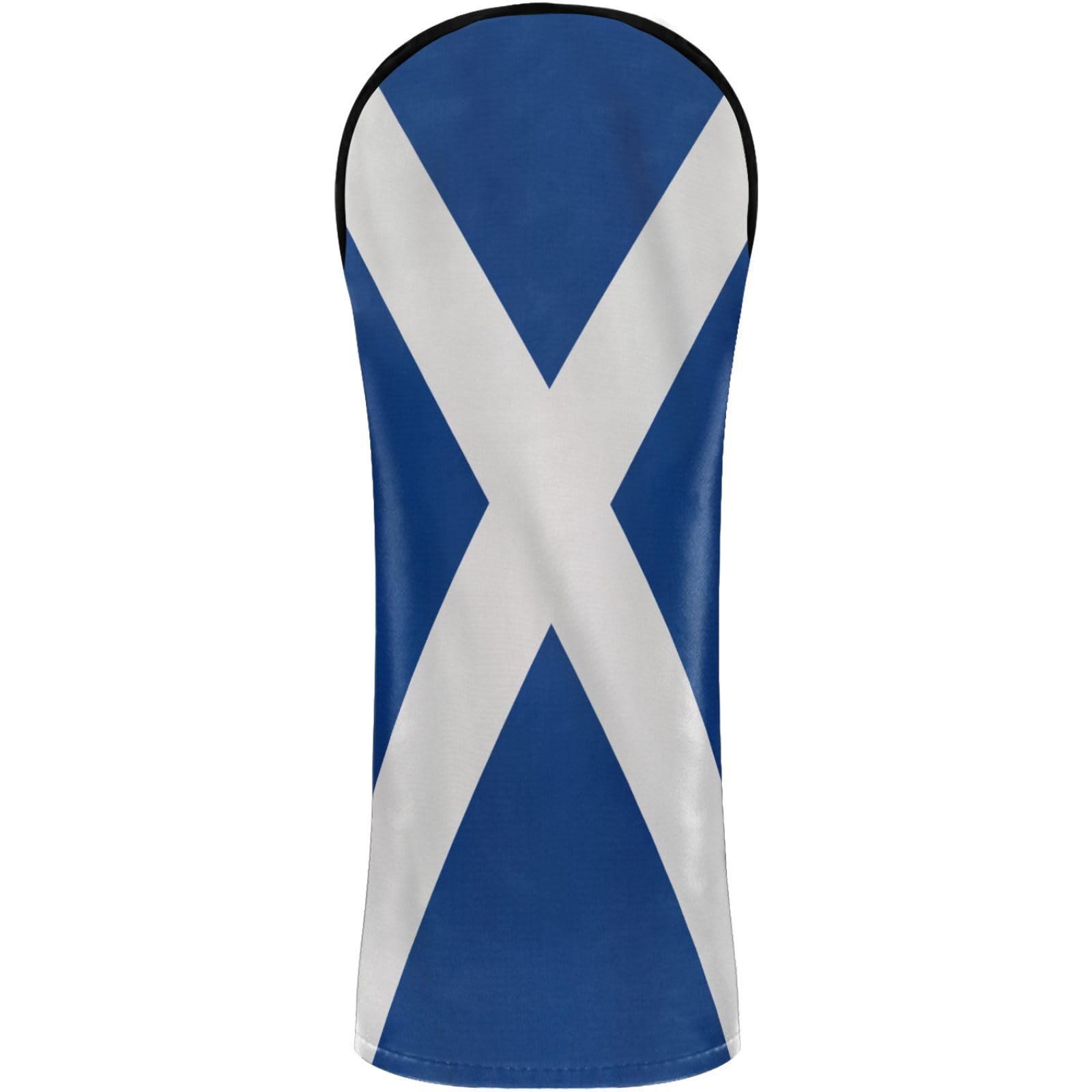 Golf Club Head Cover Headcover with Interchangeable No. Tags for Woods and Driver Fairway Hybrid Scotland Flag Scottish National Blue