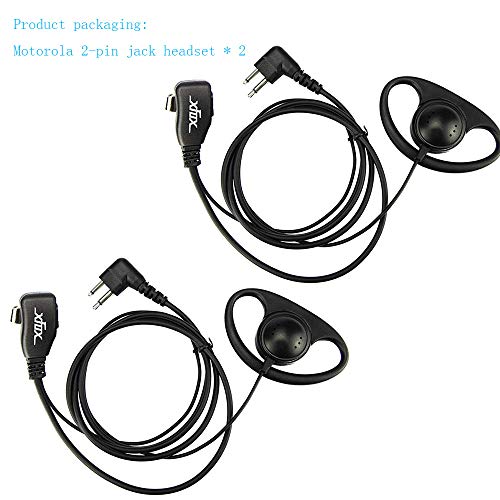 Xfox® 2Pin Advanced D Shape Clip-Ear Ptt Headset Earpiece Mic For Motorola 2 Way Radios Gp88S Gp300 Gp68 Gp2000 Gp88 Gp3188 Cp040 Cp1200 A8 A6 A10 A12 Walkie Talkies(2Pack) #TOP6