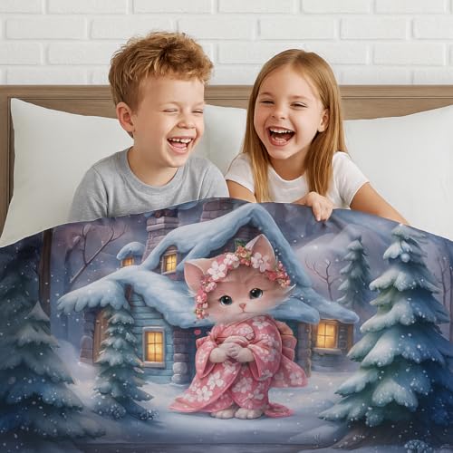 Image of King Size 7D Digital Print Bedsheet - 350 TC Cotton, Kids Friendly Design, Soft & Breathable 180 GSM Fabric, Machine Washable, Gift-Ready Packaging. (108x108 Inches). (Kitty)