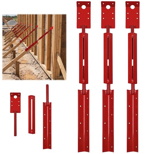 Chonway 3PCS Concrete Turnbuckle Form Aligner 28.8\" - 36.5\" Adjustable Wall Brace Solid-State Welding Concrete Tools with 3\" X 5.5\" Bent Plate Wall Plate for Wall & Beam Alignment Concrete Forms