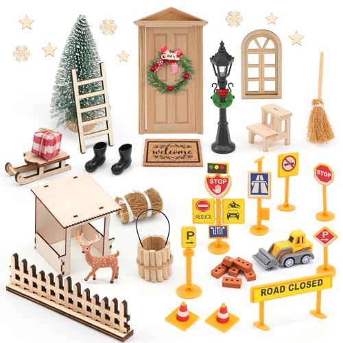 42 Stück Wichteltür Set Weihnachten Komplett mit Zubehör,...