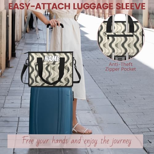 Custom Retro Aesthetic Swirl Travel Duffle Bags for Women Weekender Overnight Mid Century Boho Carry on Tote for Airplanes Business Hospital Gym with Toiletry Bag 3Pcs Set4