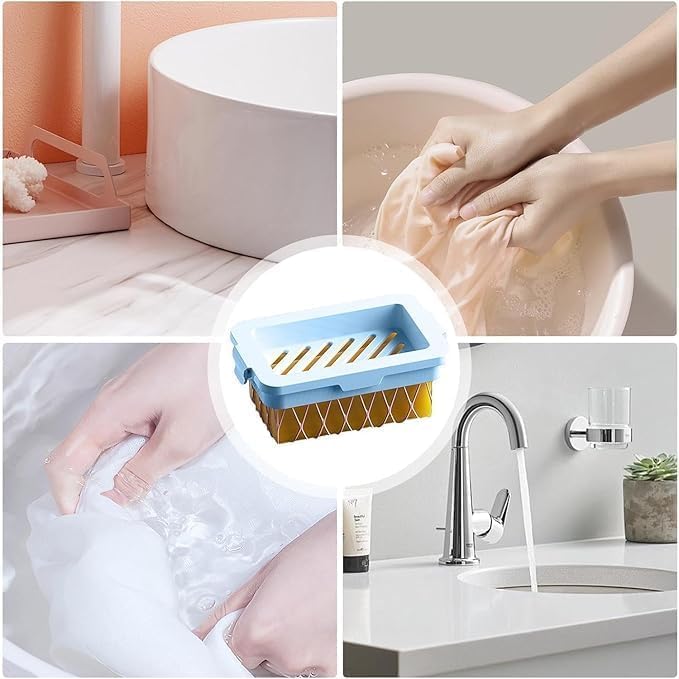 Dadhichi Zone Silicone Mesh Soap Box with Drain Non-Slip, Quick-Dry Soap Holder for Bathroom, Kitchen & Travel Flexible Soap Dish for Home Use (Multicolor) 4