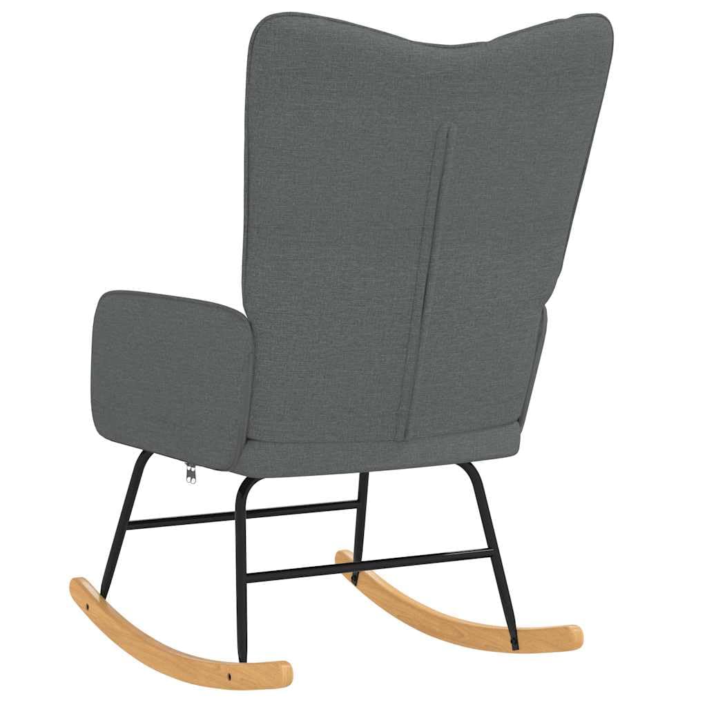 Silla mecedora con tapicería de tela y espuma, marco de acero, patines de madera y 7 botones acolchados para una comodidad moderna