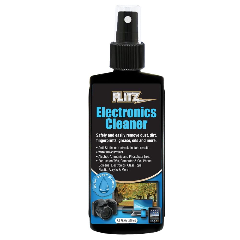 Flitz Electronic Screen Cleaner Spray - 7.6oz of USA-Made Multi-Purpose Monitor Cleaner for Computers, TVs, Lenses, Phones, & More - Non-Streak, Anti-Static Screen Spray w/No Harsh Chemicals