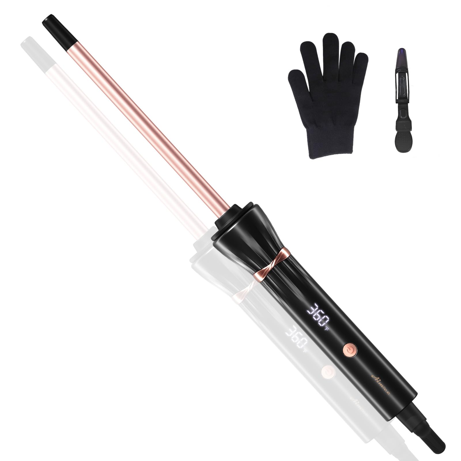 3/8 Inch Small Wand Curling Iron with 9 Temps, 9mm Mini Hair Curler with LCD Display, Fast Heat Up & Anti-Scald Design, Suitable for Short/Long Hair