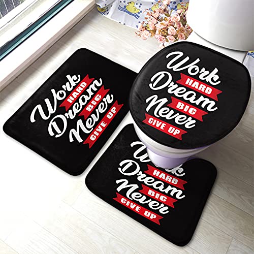 Inspiration Quote Work Hard Dream Big Badezimmer Anti-Rutsch-Pad Passion Word Never Give Up 3-teiliges Badezimmerteppich…