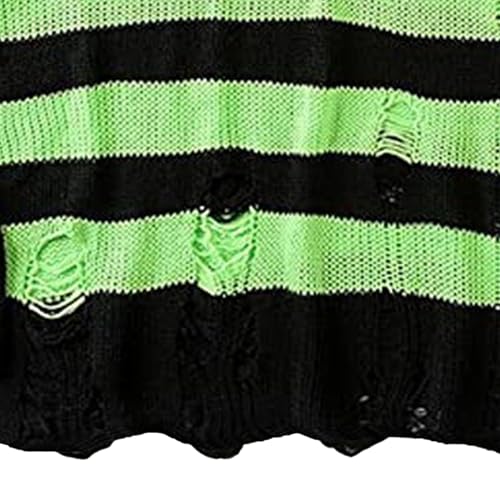 Men's Contrast Striped Distressed Sweater Oversized Knit Jumpers Pullover Striped Fine Knitted Sweaters4