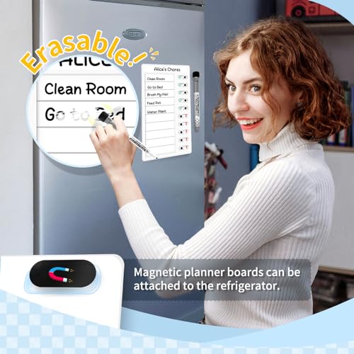 4 Pcs Chore Chart for Kids Multiple Kids Dry Erase Board for Fridge, Magnetic Visual Schedule, My Chores Slider Chart Plastic to Do List ADHD Tools, Sliding Routine Chart, Daily Checklist - Image 3