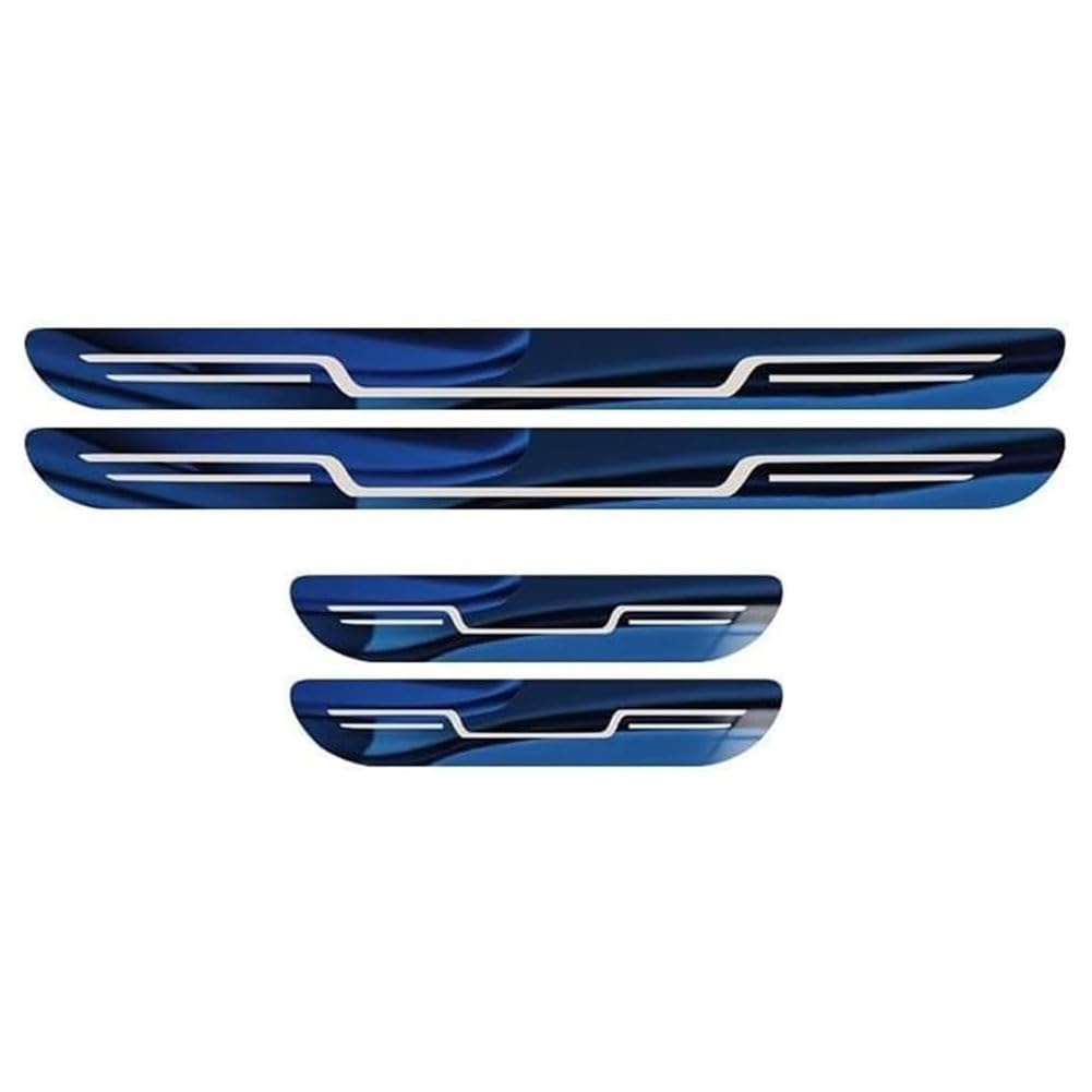 4PCS Car Door Sill Protector for VW R Line Rline Polo Golf GTI Passat, Door Entry Guard Stainless Steel Edge Scuff Plate Welcome Pedal Cover Threshold Protection,D/Blue