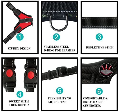 Sakuun-No-Pull-Dog-Harness-Chest-Body-Belt-for-Small-Dogs-Girth-inch-17-20-Red