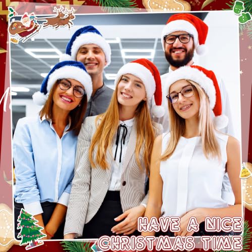 Image of Vicenpal 20 Pcs Santa Hats Bulk for Adults, Red and Blue, Classic