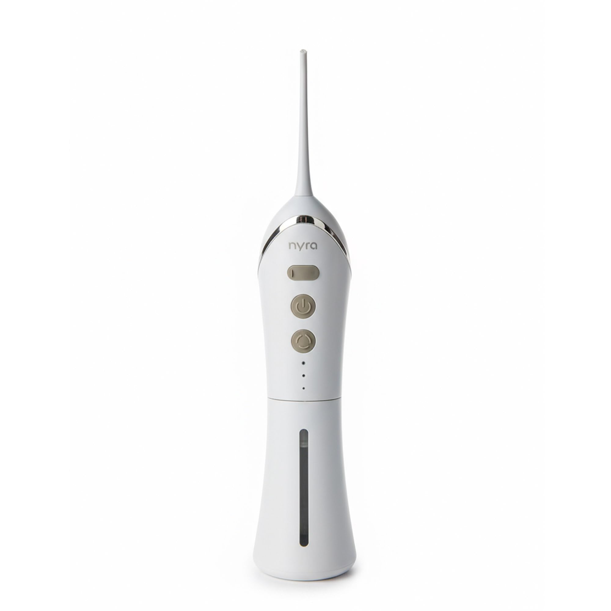 Nyra Irrigador Bucal Portátil 1500 mAh, 3 Modos (Normal/Suave/Pulse), Depósito 150 ml Desmontable, Presión 40‑90 PSI, Recargable y Silencioso 70 dB para Limpieza Dental Profunda y Encías