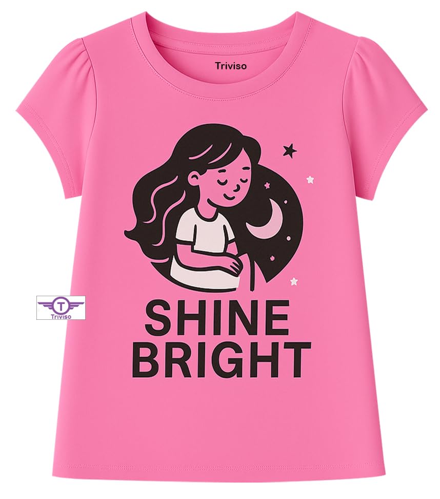 Image of Kid Girls Cotton T Shirts Regular Tops for 2 Year to 11 Years Pack of 5