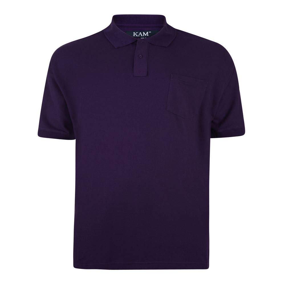 Kam Men's Big Size Poly Cotton Plain Pique Polo Shirt with Pocket (501) in Purple in 6XL