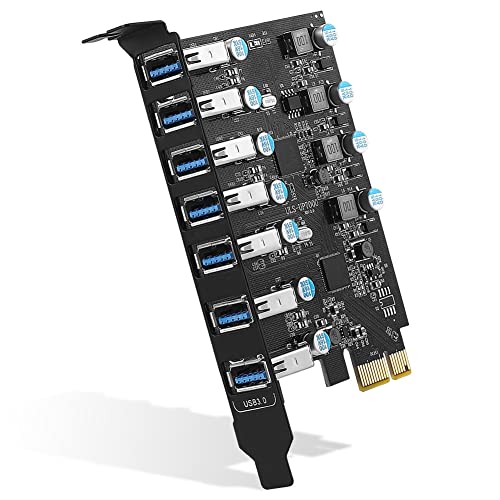 Carte d'extension PCIe vers USB 3.0 avec 7 ports pour PC de bureau Windows