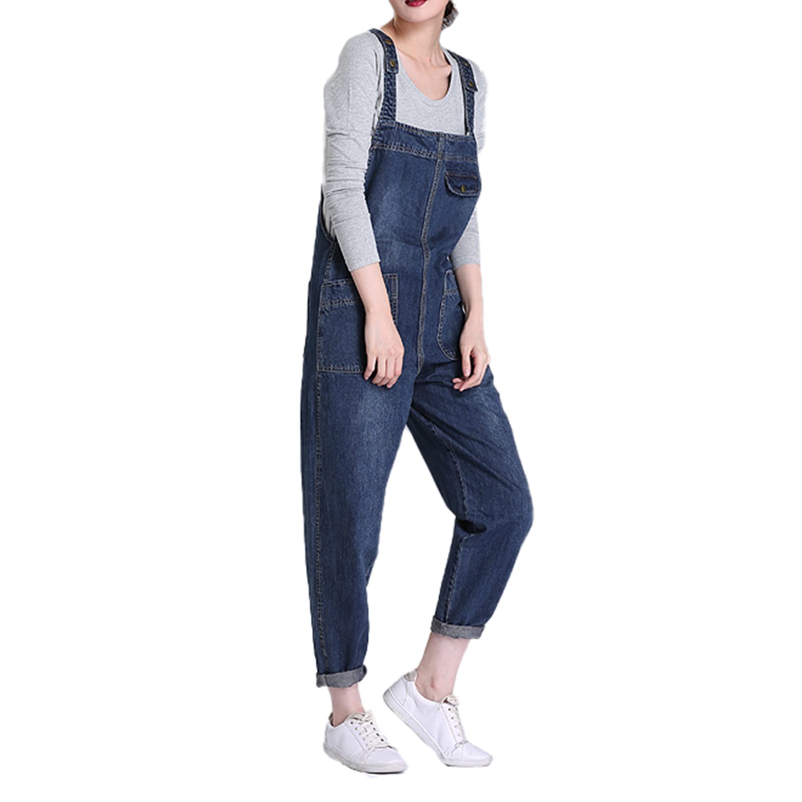 Mujer Tallas Grandes Peto Vaquero Largo Mono Casual sin Mangas Jumpsuits Playsuits Pantalones Vaqueros Stretch (XS-5XL)