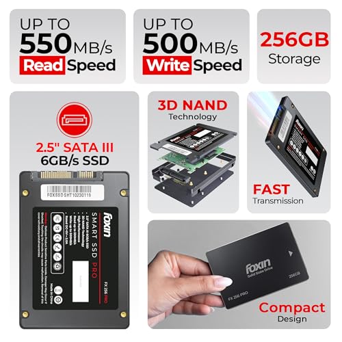 Foxin 256 GB PRO SSD | Internal Solid State Drive | 3D NAND Technology & 2.5 Inch SATA III 6GB/S | Read/Write Speed Upto - 550/500 MB/s |... - Image 2