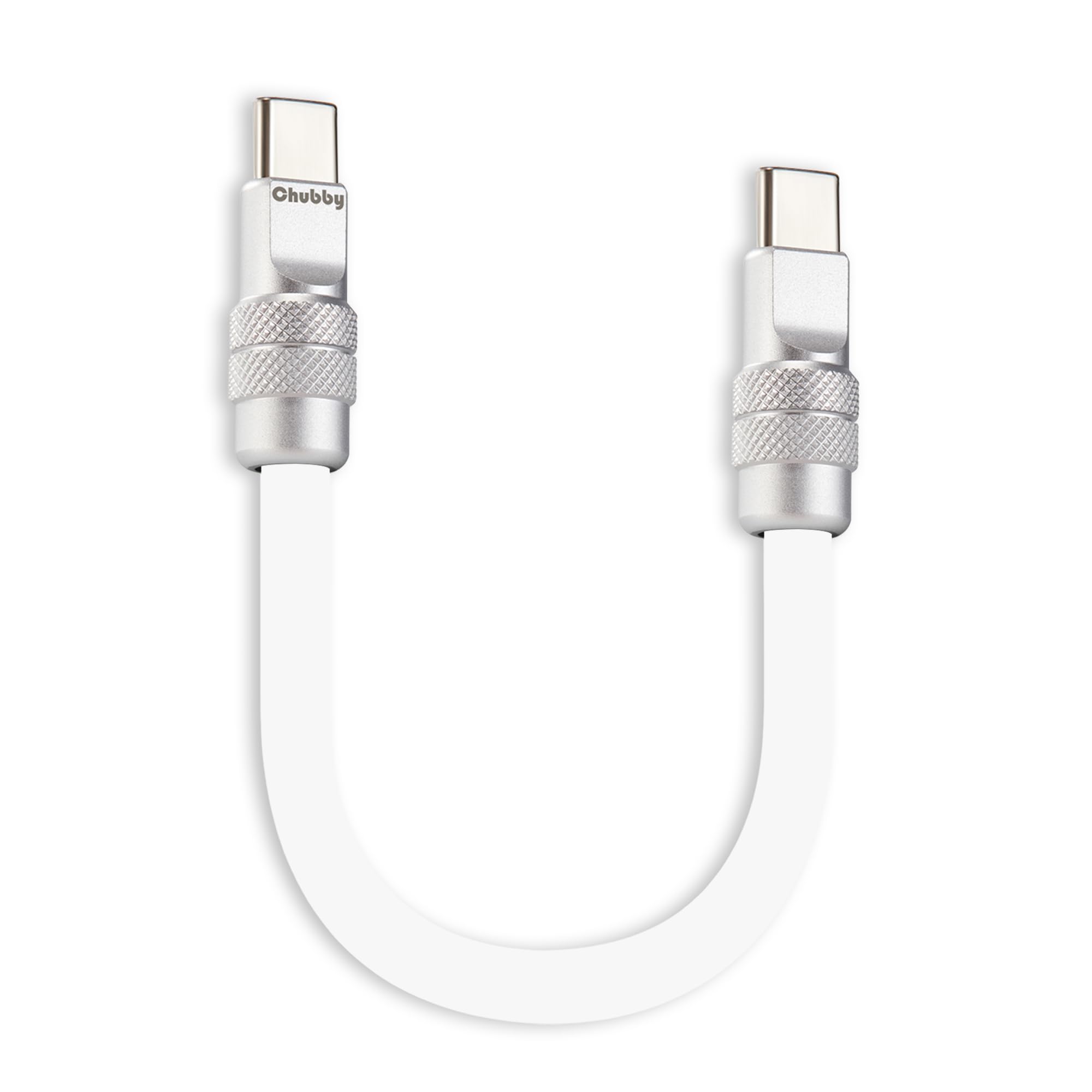 Cute Chubby - Power Bank Friendly Cable Durable Fast Charging Cord Short USB C Cable Phones Tablets Ultra-Thick Silicone Charger, White, Type-C to Type-C, 1.64FT-image-2