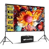 Wootfairy Projector Screen and Stand, 120 inch Foldable and Portable Projection Screen 16:9 4K HD Rear Front Wrinkle-Free Movie Screen with Carry Bag for Indoor Outdoor Home Theater Backyard Cinema