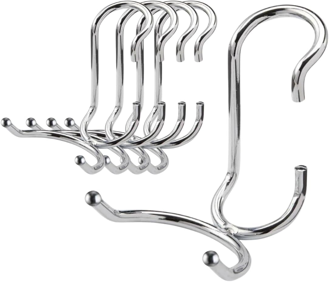 Shelf Pole Hooks, Snap-On Storage Hooks, Chrome C Hooks, 5pk
