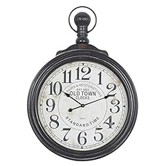 Deco 79 Wooden Decorative Wall Clock Distressed Pocket Watch Style Wall Clock for Home with Beige