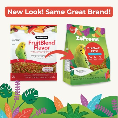 ZuPreem FruitBlend Bird Pellets, Daily Bird Food for Parakeet, Budgie, Parrotlet, Dove, Core Nutrition for Small Birds, Made in USA, Parakeet & Budgie Food (S, 2 lbs) - Image 4