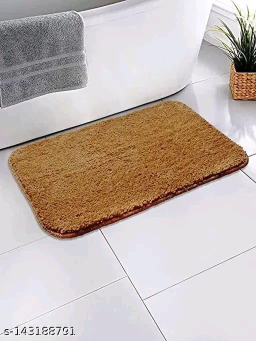 Image of Shree JEE Home Solid Microfibre Bathroom Mat Soft and Non-Slip Mat for Kitchen Door and Bedroom (40x60cm) Pack of 2 (Beige)