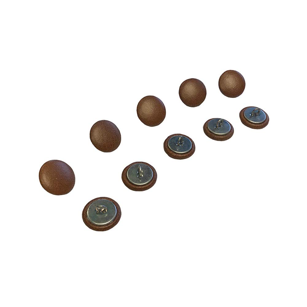 10x 16mm Tan Leather Chesterfield Buttons with Wire Backs for Traditional deep Button Chesterfield Upholstery, Sofas, Chairs, Stools Handmade in England - Antique Finish
