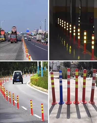 Generico Pali di delimitazione Flessibili ad Alta visibilità - 20 Pezzi dissuasori di Sicurezza per vialetti, barriera di parcheggio Leggera con bulloni di Ancoraggio, Pali di Segnalazione Rossi e gi