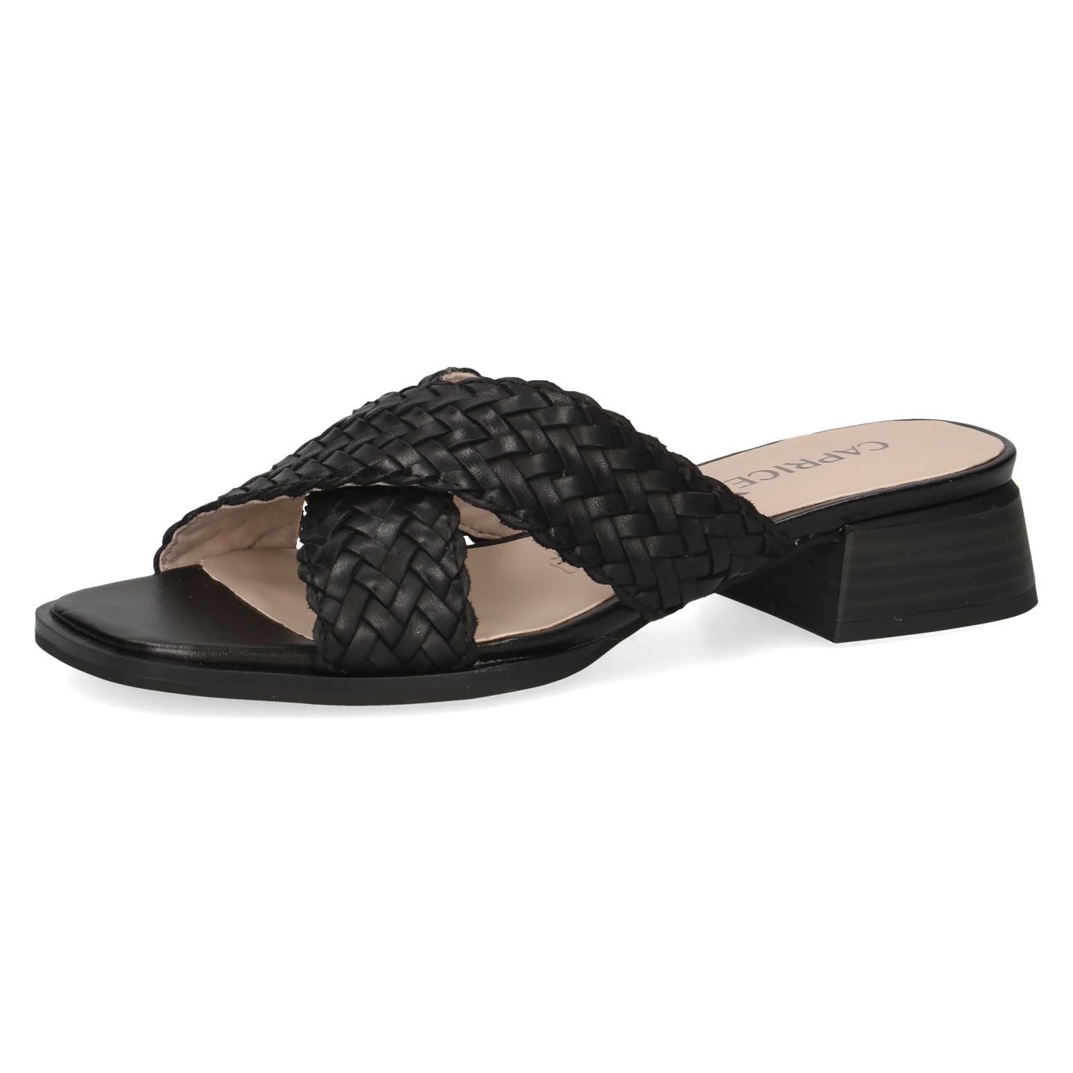 CAPRICE Women's Leather Mules with Block Heel, Black (Black Nappa), 6 UK