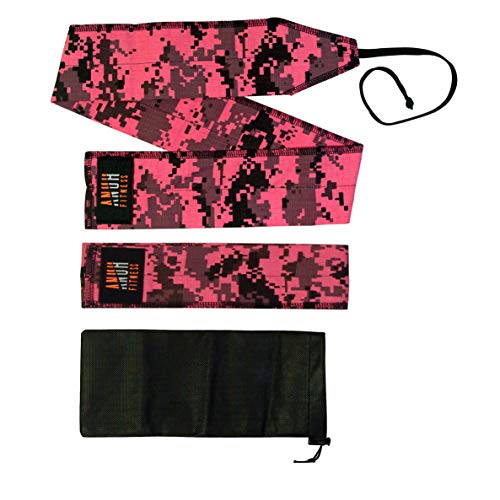 SelectCyclingWear - Muñequeras de Alta sujeción, diseño de Camuflaje, para Levantamiento de Pesas, 1 par - Rosa