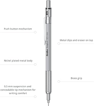 Scrikss Office Graphx Mekanik Kurşun Kalem Saten Gri 0.5 Mm