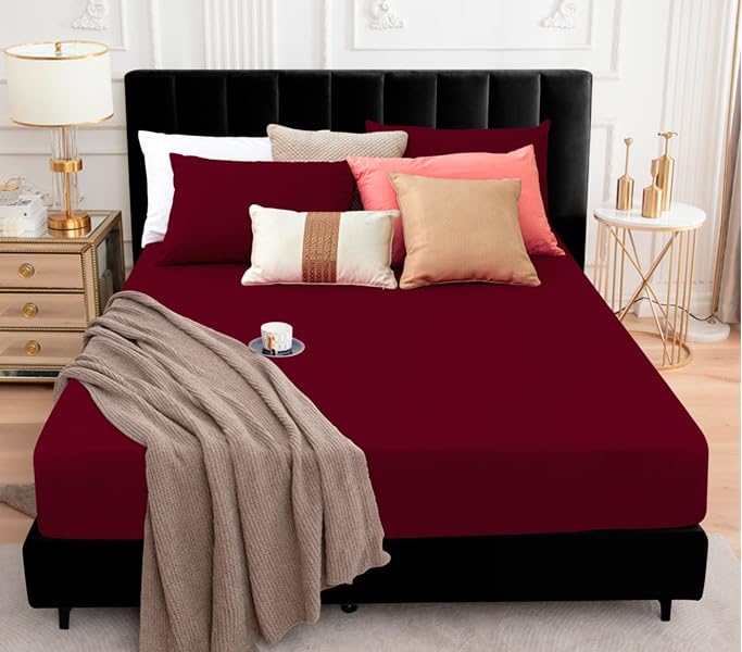 Ultrasleep 100% Waterproof Premium Cotton Mattress Protector | Breathable and Hypoallergenic Ultra Soft 360° Elastic Fitted Bed Protector (Queen 75x60 Inch, Maroon) (B0CTQN56B8) Amazon Price History, Amazon Price Tracker