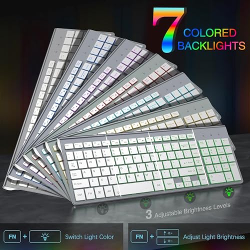 Joyaccess 4229 J Joyaccess Wireless Keyboard And Mouse Combo With 7 Backlit Options,Quiet Light Up Keys,Type-C Rechargeable,Sleep Mode-2.4G Slient Portable Cordless Combo thumb #1