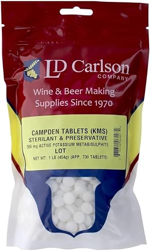 Campden tabletas 1 libra LD Carlson Metabisulfito de potasio lleno de fábrica para la vinificación