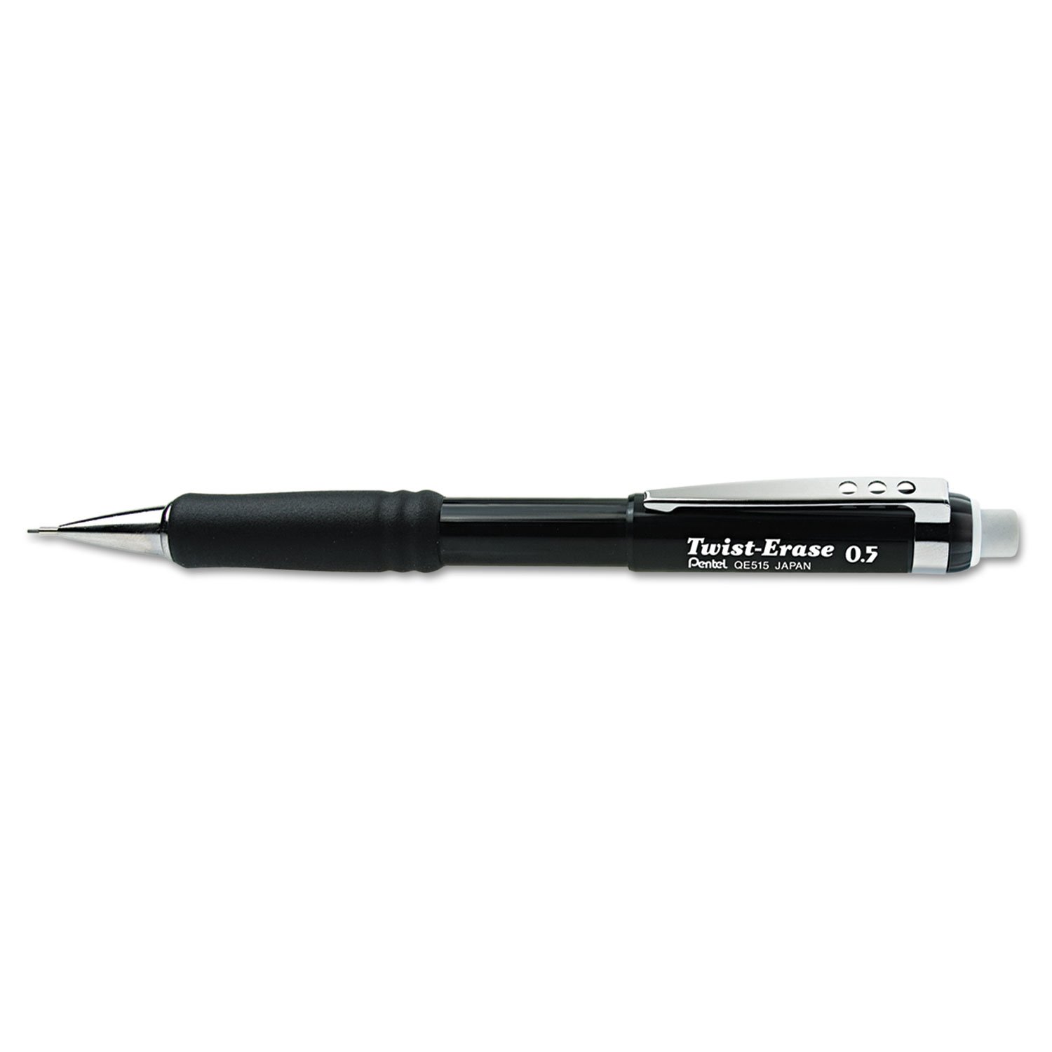 PentelQE515A Twist-Erase III Mechanical Pencil, 0.5 mm, Black Barrel