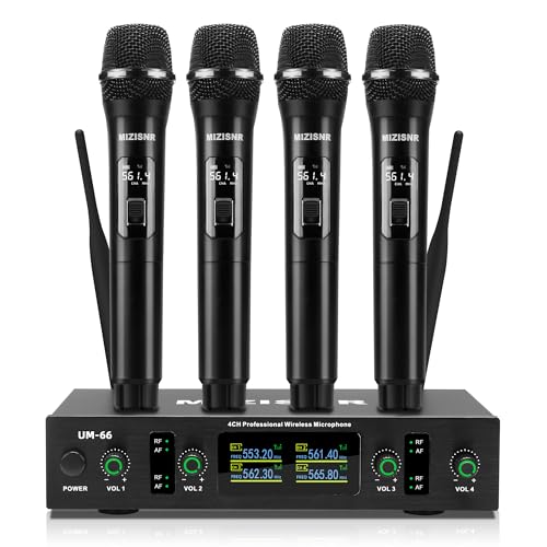 MIZISNR UHF Wireless Microphone Systems, 4 Channels