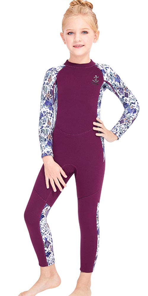 JELEUON Boys Girls Kids One Piece Wetsuit Swimsuits Neoprene 2.5mm Wetsuit Long Sleeves UV Protection Diving Suits XL