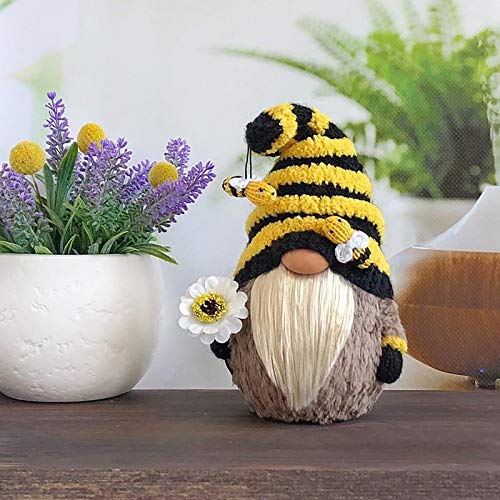 Yaguan Bumble Bee Striped Gnome Scandinavian Tomte Nisse Swedish Honey Bee Elf Home Farmhouse Kitchen Decor Bee (C-2PC, As Shows)