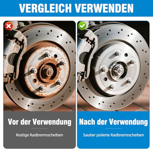 Radnabenschleifer Innen-Ø 90 mm Außen-Ø 150 mm, Aluminium, für 1/2 Schlagschrauber, Radnaben- & Felgenreinigung, Inklusive austauschbarer Polierbürsten