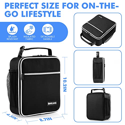 Lunch Box Insulated Lunch Bag - Durable Small Lunch Bag Reusable Adults Tote Bag Lunch Box For Adult Men Women (Black With White) #TOP2
